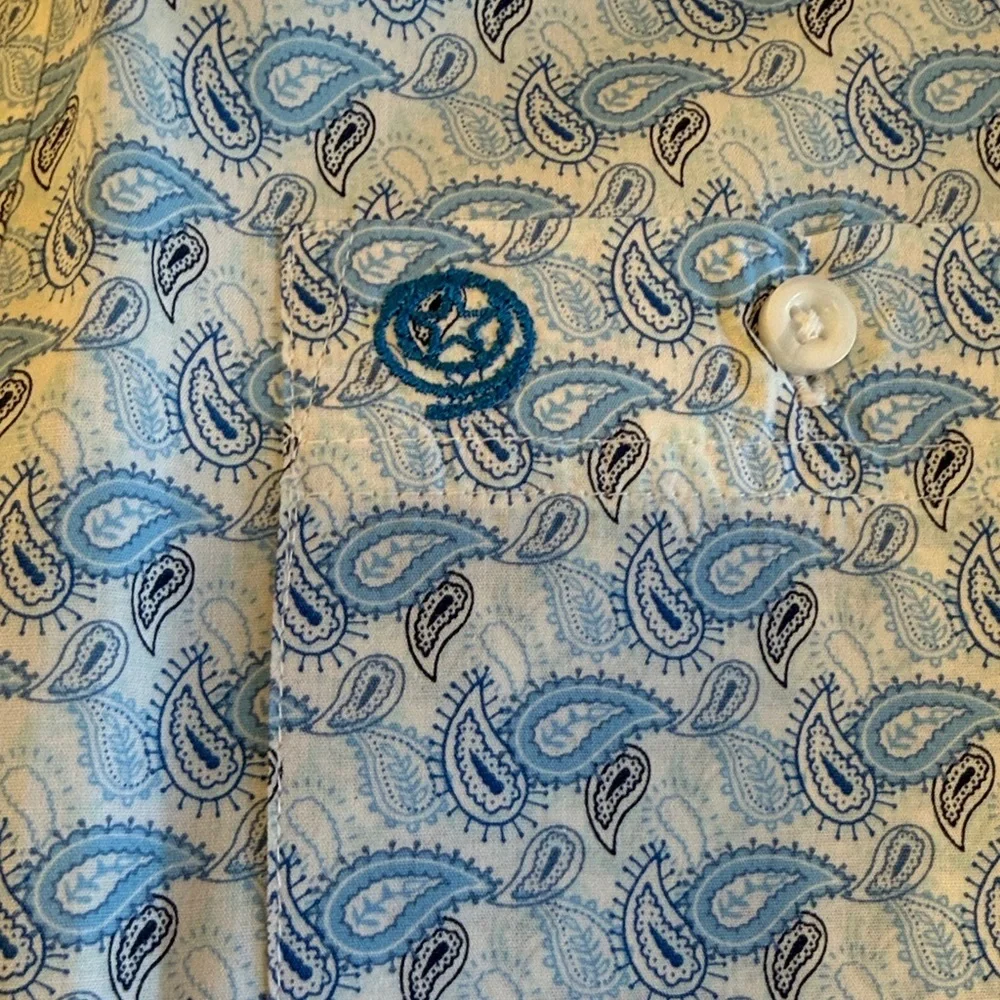 Wrangler Small George Strait Blue Paisley Casual Shirt